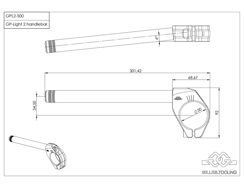 Gilles GPL2 Race Clip On Handlebar Replacement Tube